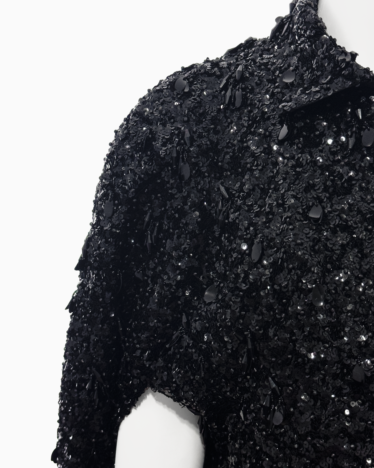 Balenciaga Haute Couture Black Sleeveless Cape with Plastic Glass Sequins and Glass Beads Embroidery, Spring/Summer 1961