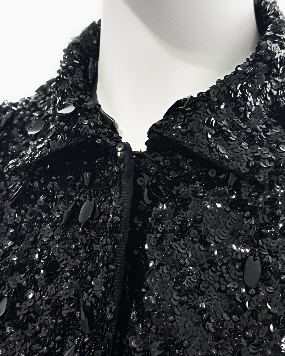 Balenciaga Haute Couture Black Sleeveless Cape with Plastic Glass Sequins and Glass Beads Embroidery, Spring/Summer 1961