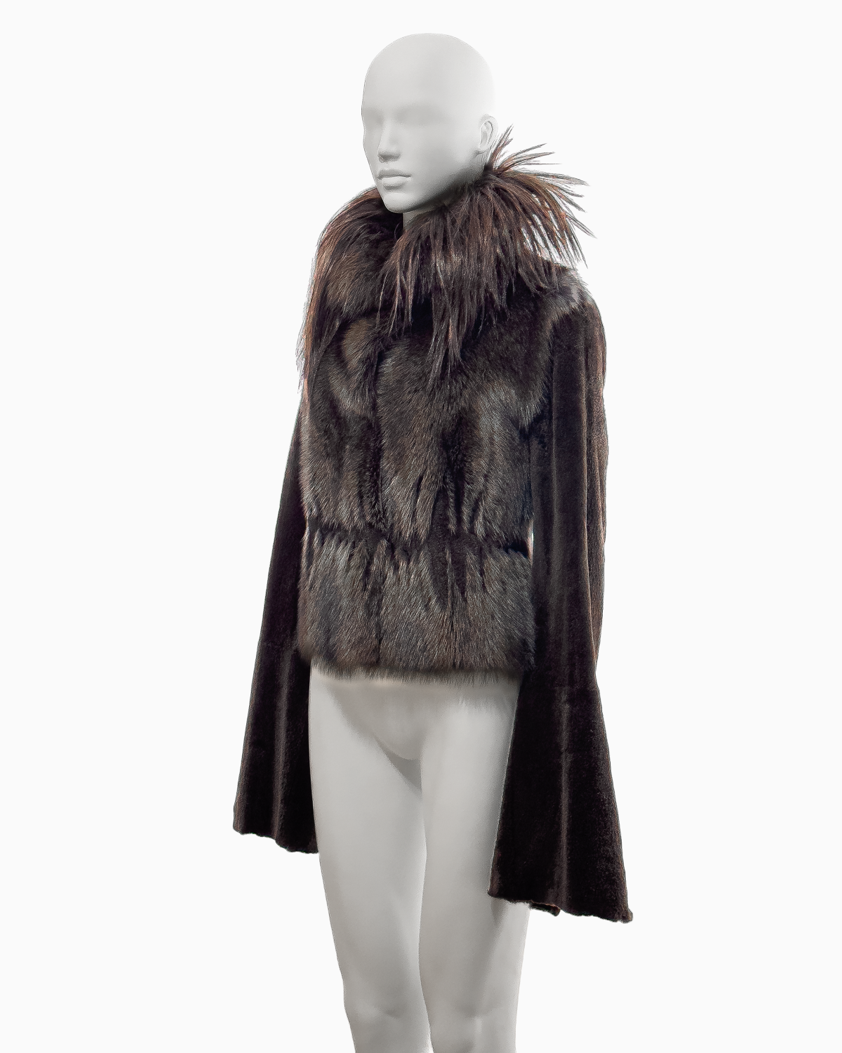 Revillon by Rick Owens Brown Mink and Fisher Jacket with Goat Hair Collar, Fall/Winter 2004