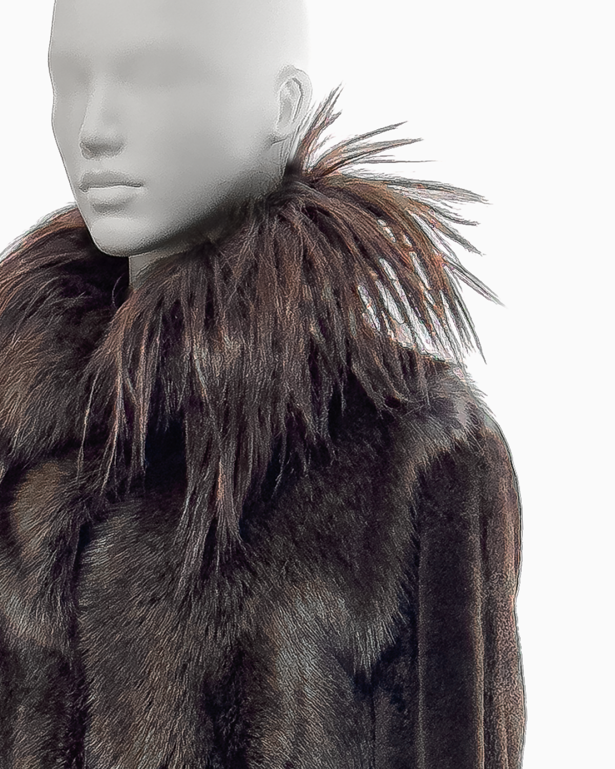 Revillon by Rick Owens Brown Mink and Fisher Jacket with Goat Hair Collar, Fall/Winter 2004