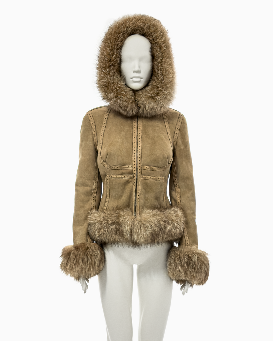 Alexander McQueen Brown Shearling Fur Jacket, Fall/Winter 2003