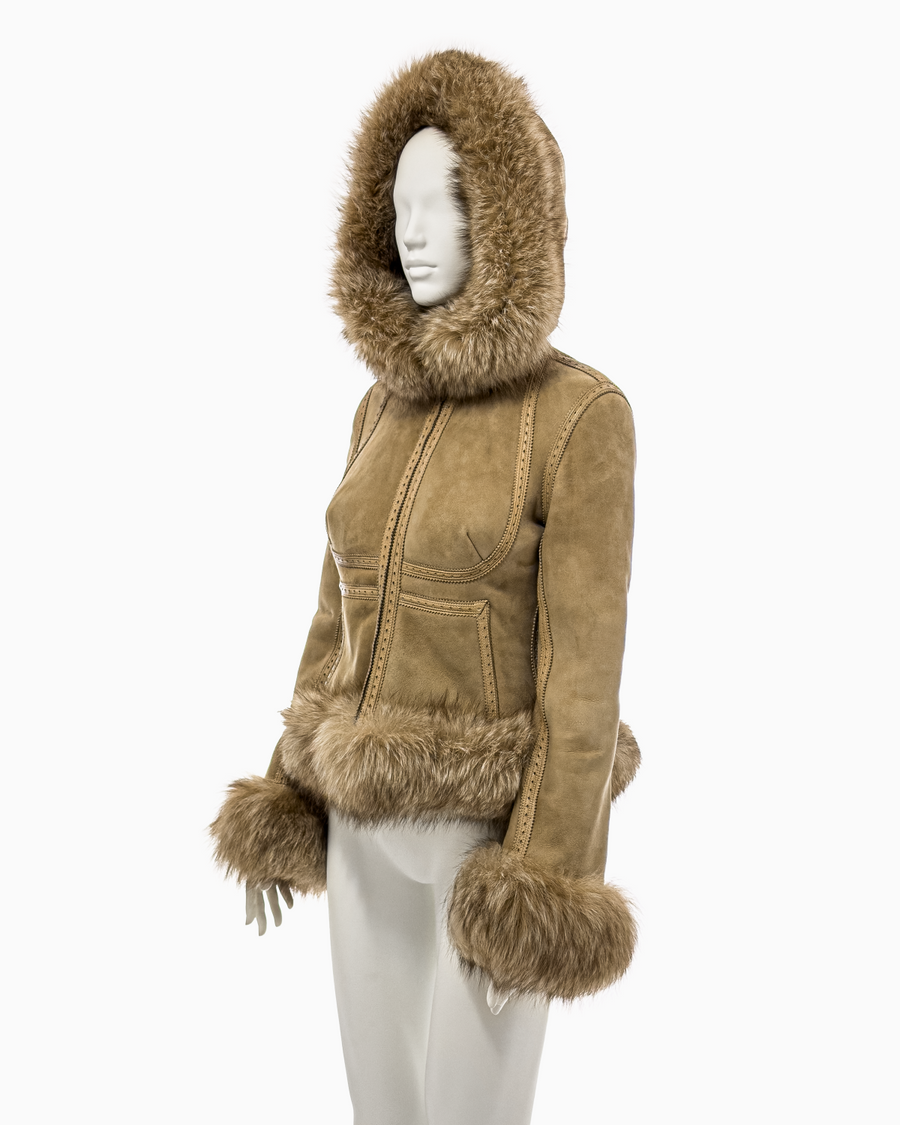 Alexander McQueen Brown Shearling Fur Jacket, Fall/Winter 2003