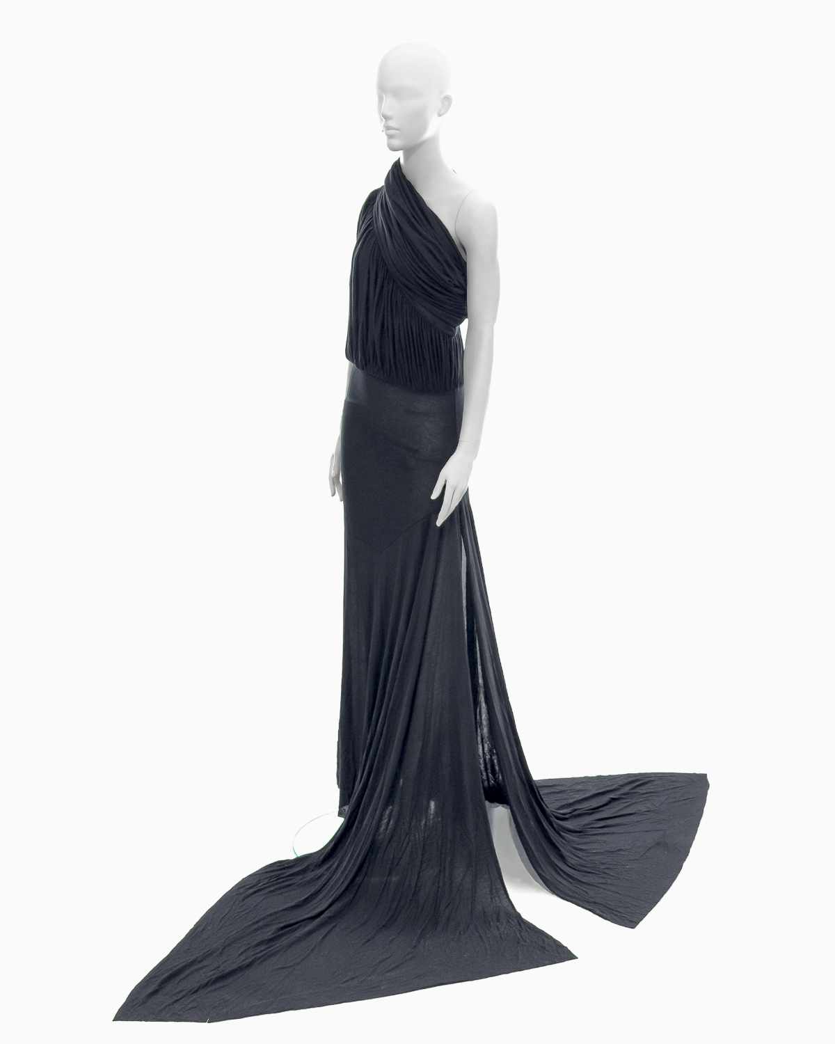 Rick Owens Black Viscose Gown with Side-Slit Train, Fall/Winter 2012 “Mountain”
