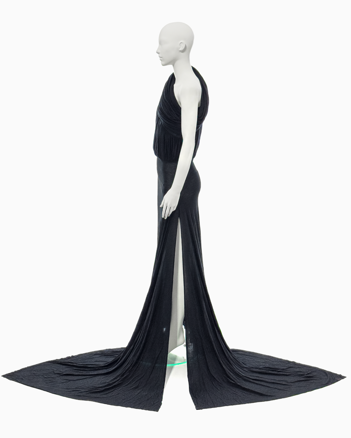 Rick Owens Black Viscose Gown with Side-Slit Train, Fall/Winter 2012 “Mountain”