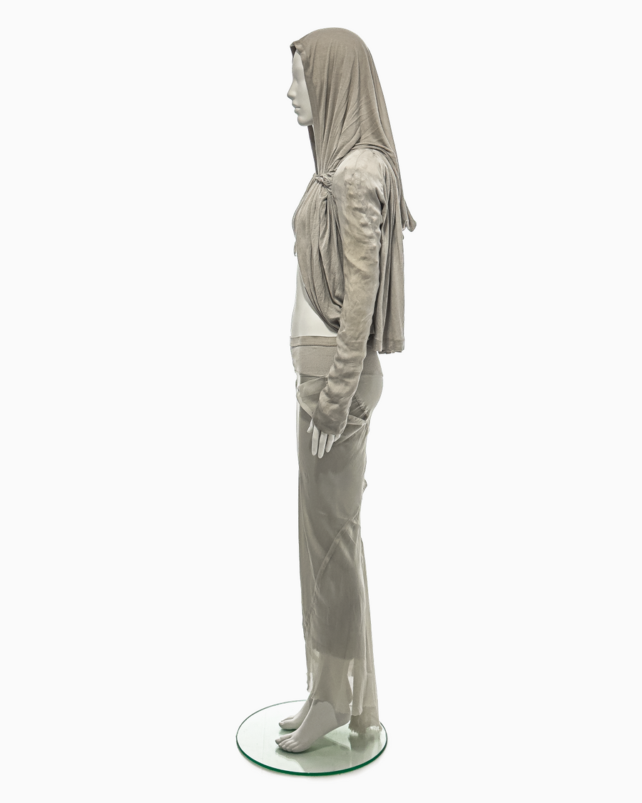 Rick Owens Pearl Rayon Top with Scarfication Sleeves and Pearl Bias-Cut Coba Skirt Ensemble, Spring/Summer 2007 "Wishbone"