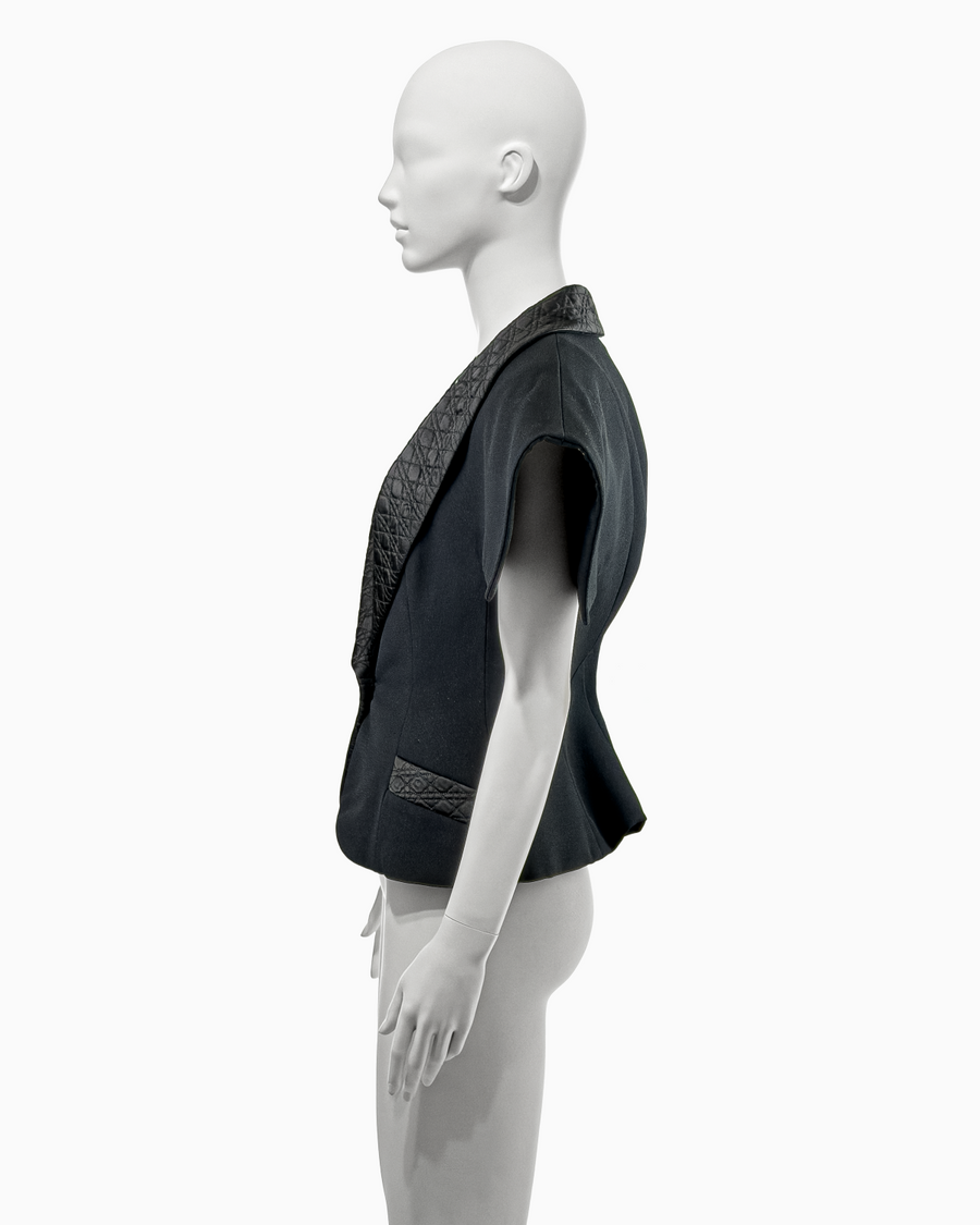 Christian Dior by John Galliano Black Crepe Jacket with Quilted Trim, Fall/Winter 1997