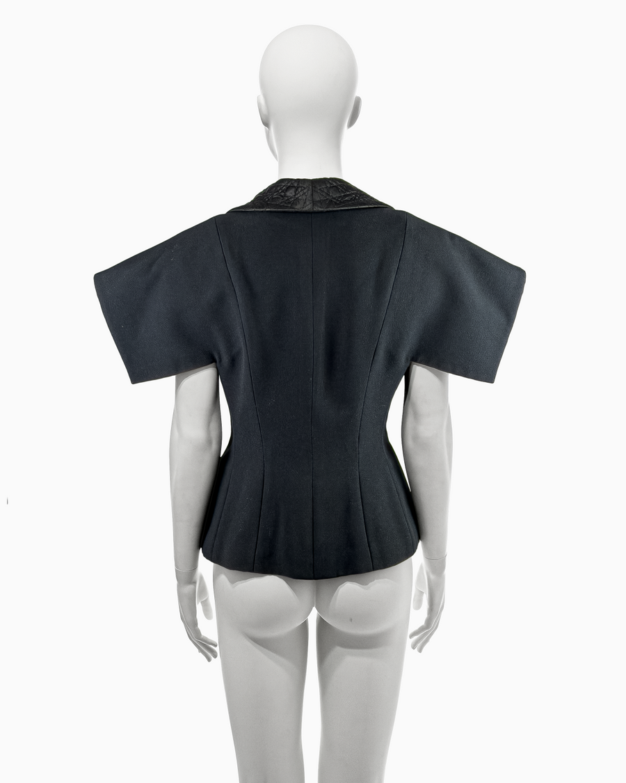 Christian Dior by John Galliano Black Crepe Jacket with Quilted Trim, Fall/Winter 1997