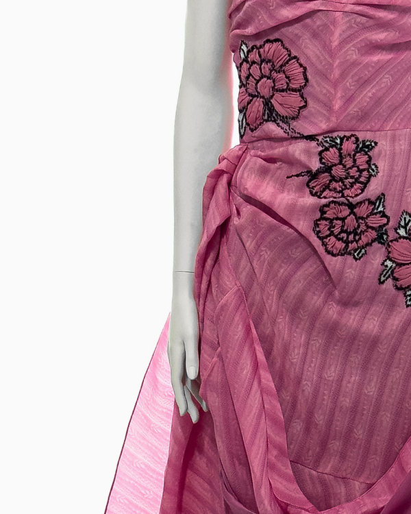 John Galliano Pink Silk Flower-Embellished Gown and Shawl Ensemble, Spring/Summer 2008