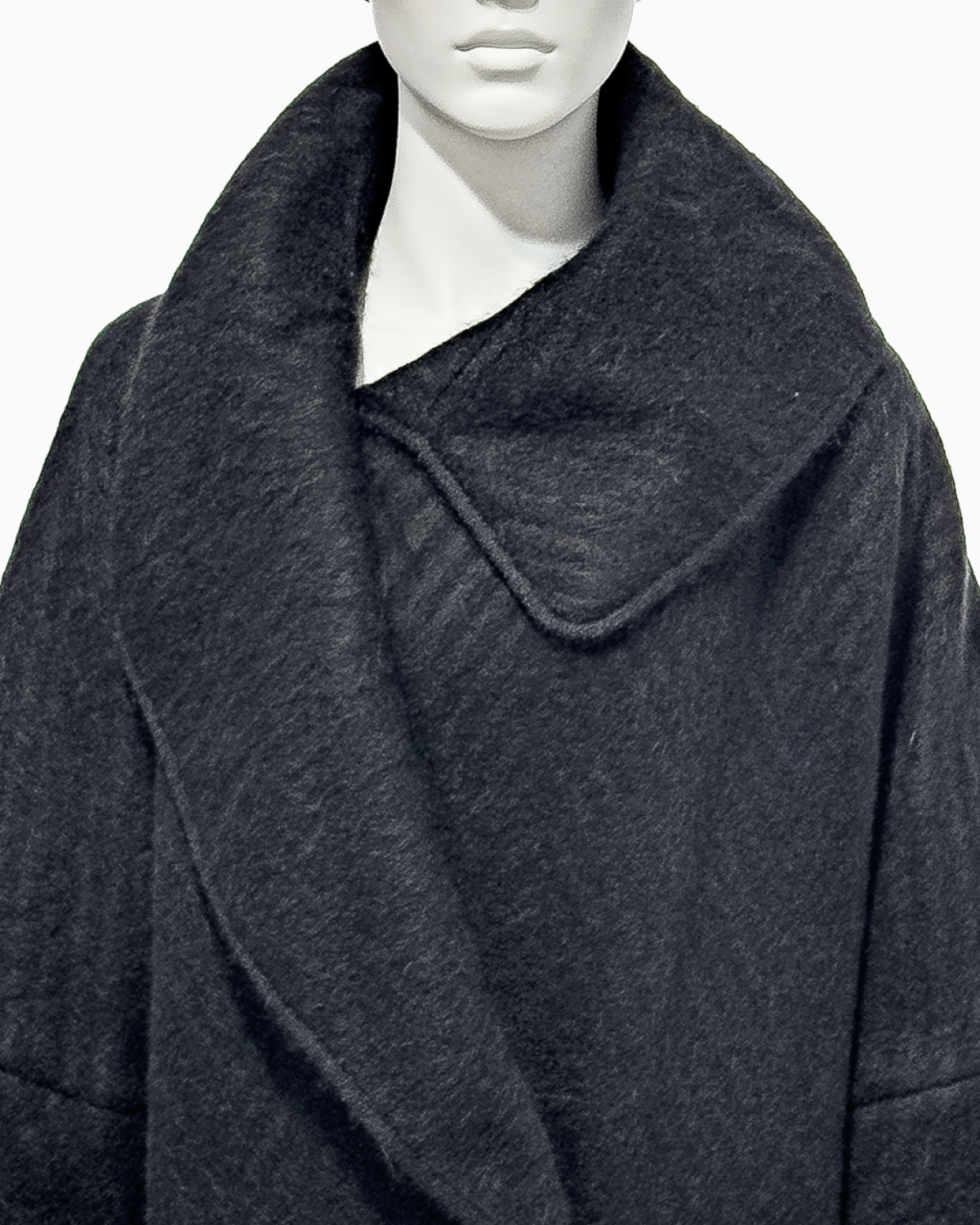 John Galliano Black Mohair Cacoon Coat with Māori Motifs, Fall/Winter 1999 "Māori"