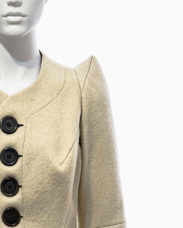 Rick Owens Beige Boiled Wool Jacket with Exaggerated Shoulders, Fall/Winter 1997