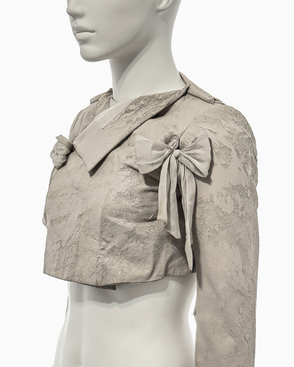 Rick Owens Pearl Blistered Lamb Bolero with Silk Bows and Pearl Bias-Cut Coba Skirt Ensemble, Spring/Summer 2007 "Wishbone"