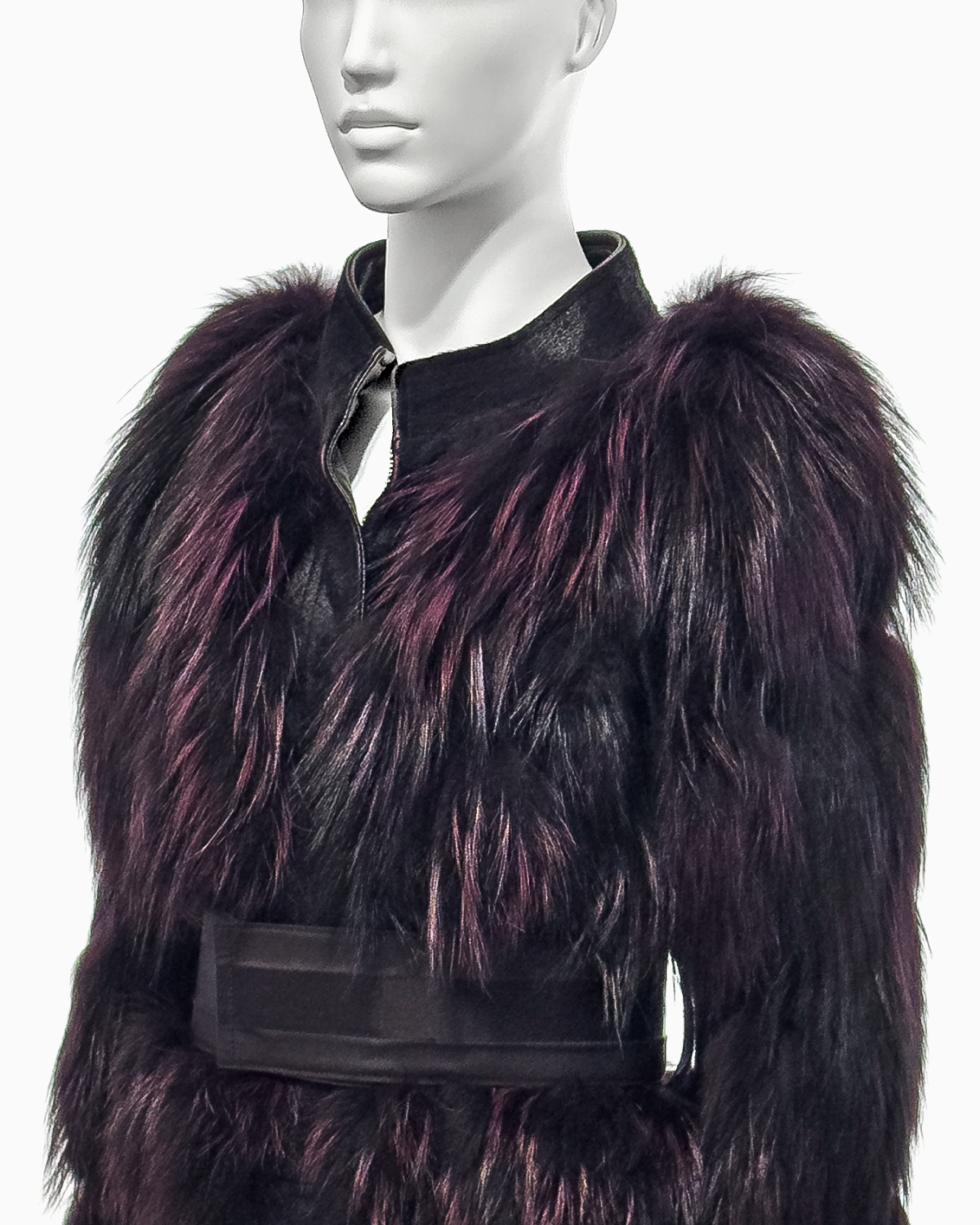 Gucci by Tom Ford Violet Fox Fur Leather Jacket with Corset Belt