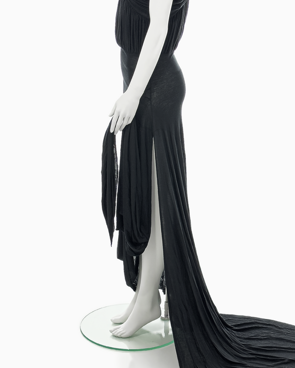 Rick Owens Black Viscose Gown with Side-Slit Train, Fall/Winter 2012 “Mountain”