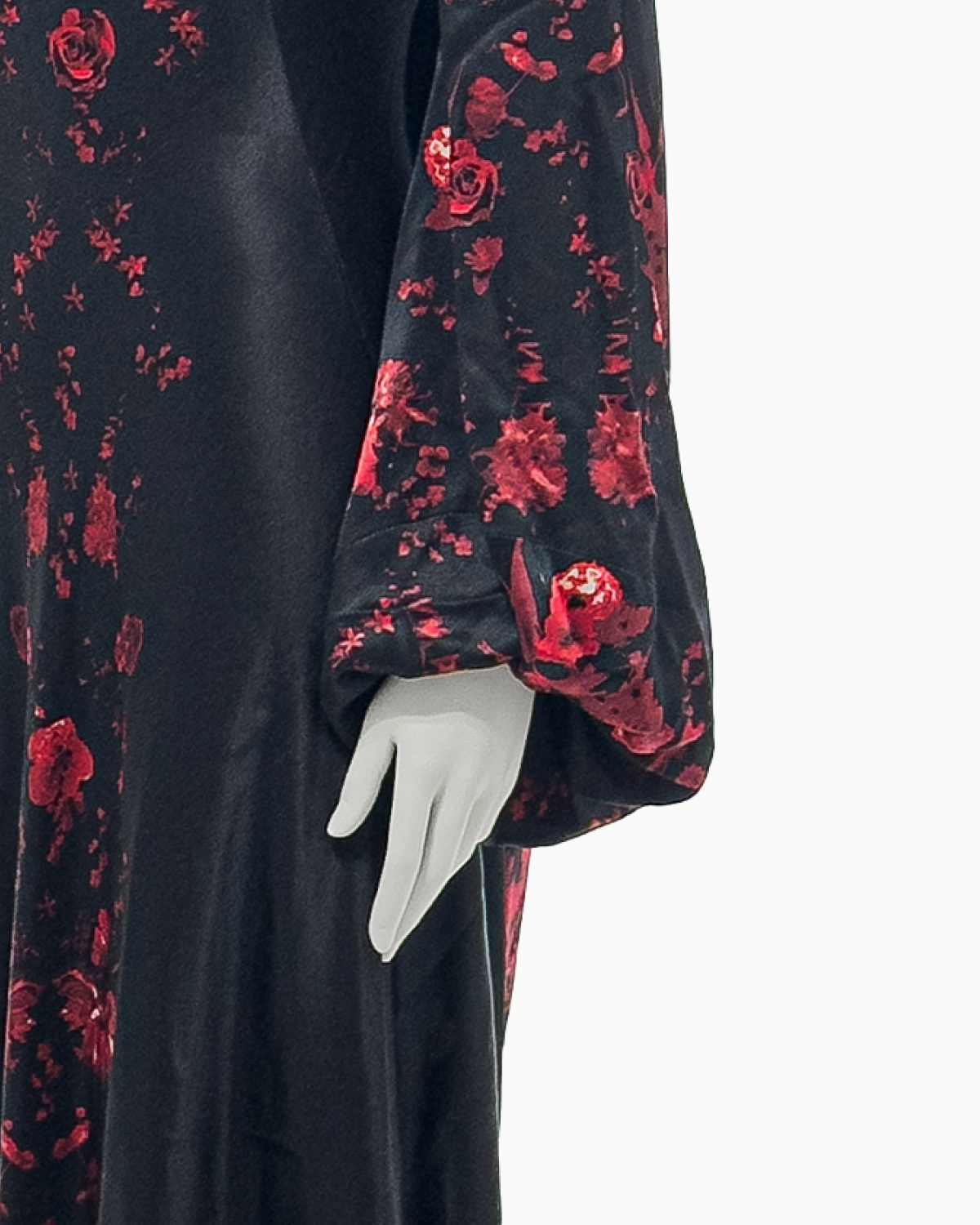 Alexander McQueen Black Silk Kimono Gown With Red Rose Print, Fall/Winter 2009