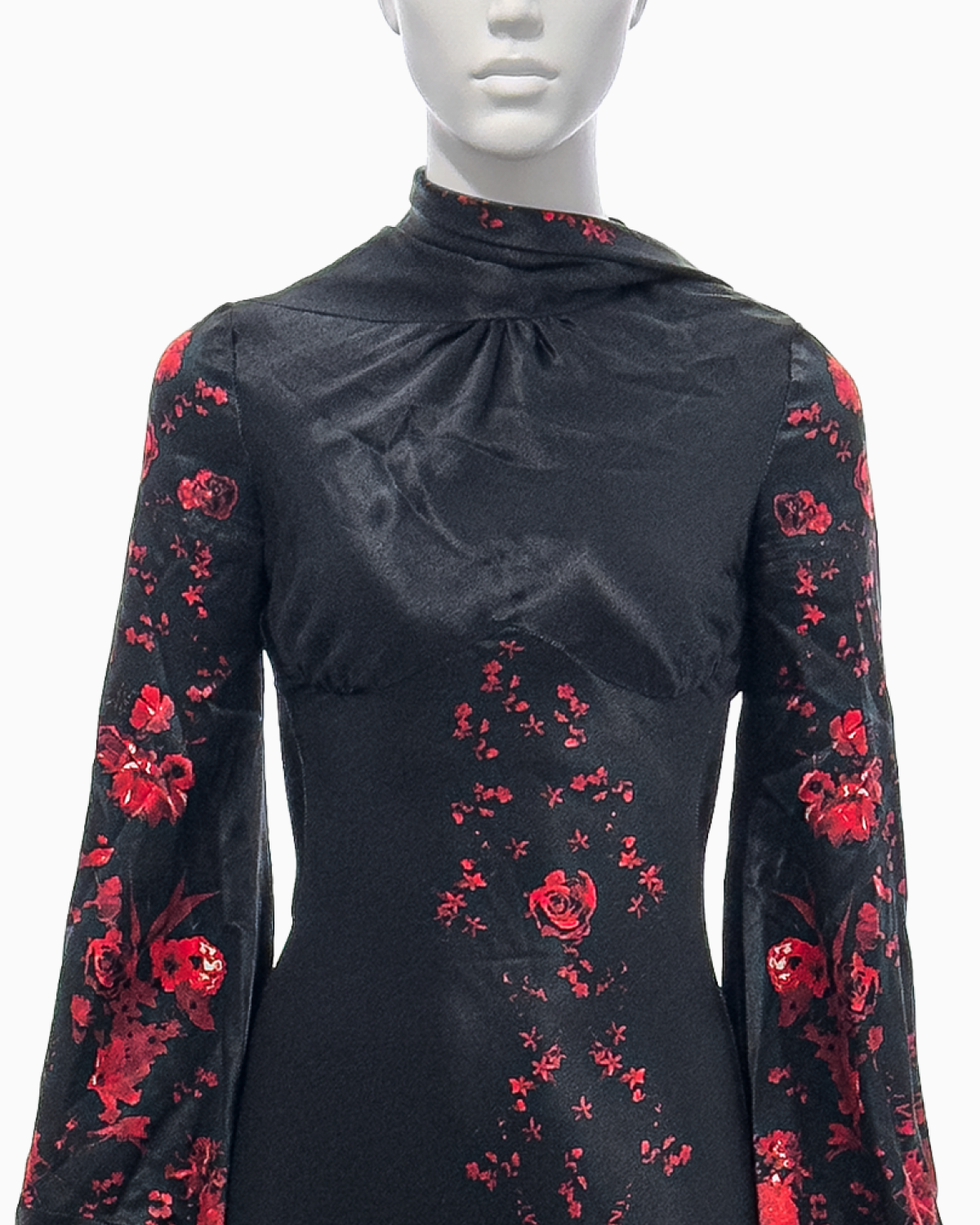 Alexander McQueen Black Silk Kimono Gown With Red Rose Print, Fall/Winter 2009