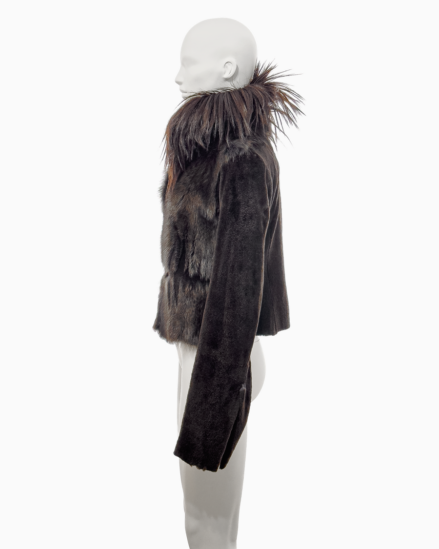 Revillon by Rick Owens Brown Mink and Fisher Jacket with Goat Hair Collar, Fall/Winter 2004