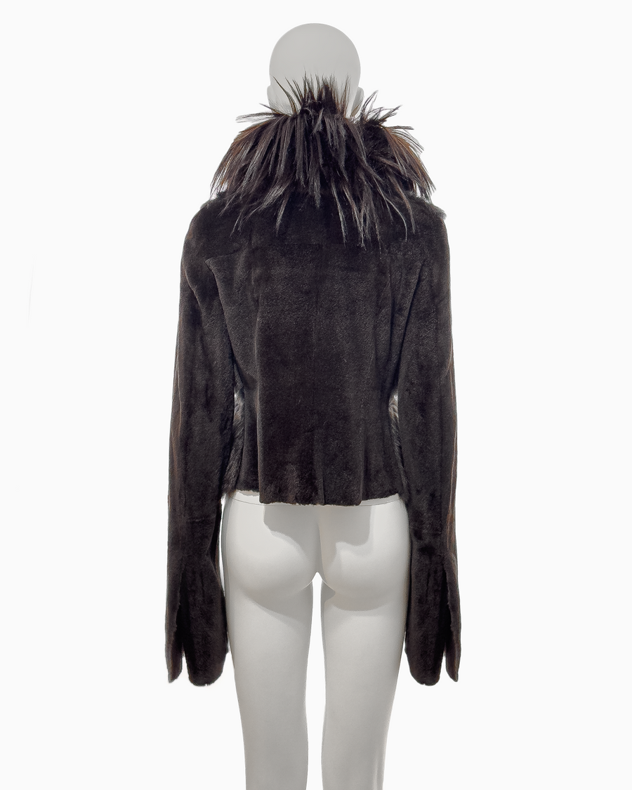 Revillon by Rick Owens Brown Mink and Fisher Jacket with Goat Hair Collar, Fall/Winter 2004