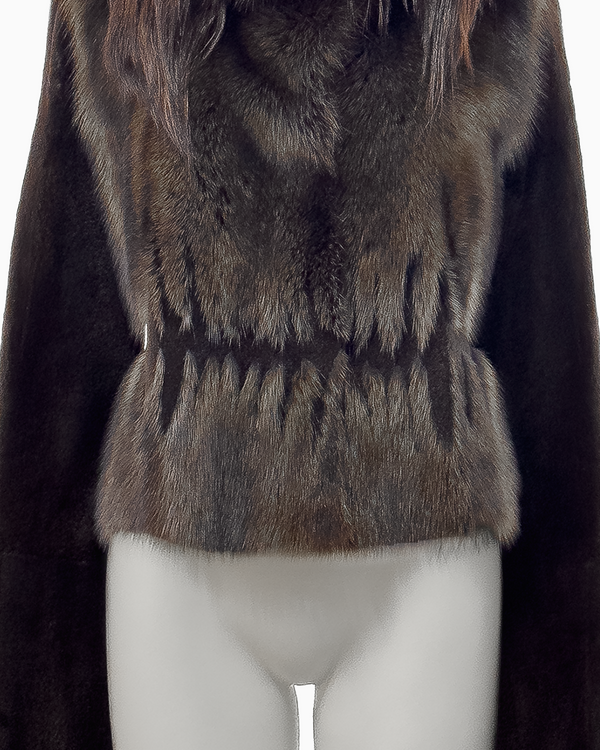 Revillon by Rick Owens Brown Mink and Fisher Jacket with Goat Hair Collar, Fall/Winter 2004