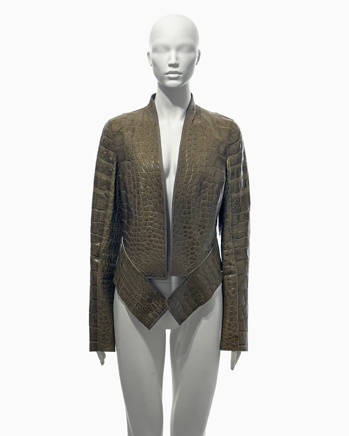 Revillon by Rick Owens Khaki Crocodile Leather Jacket, Fall/Winter 2003